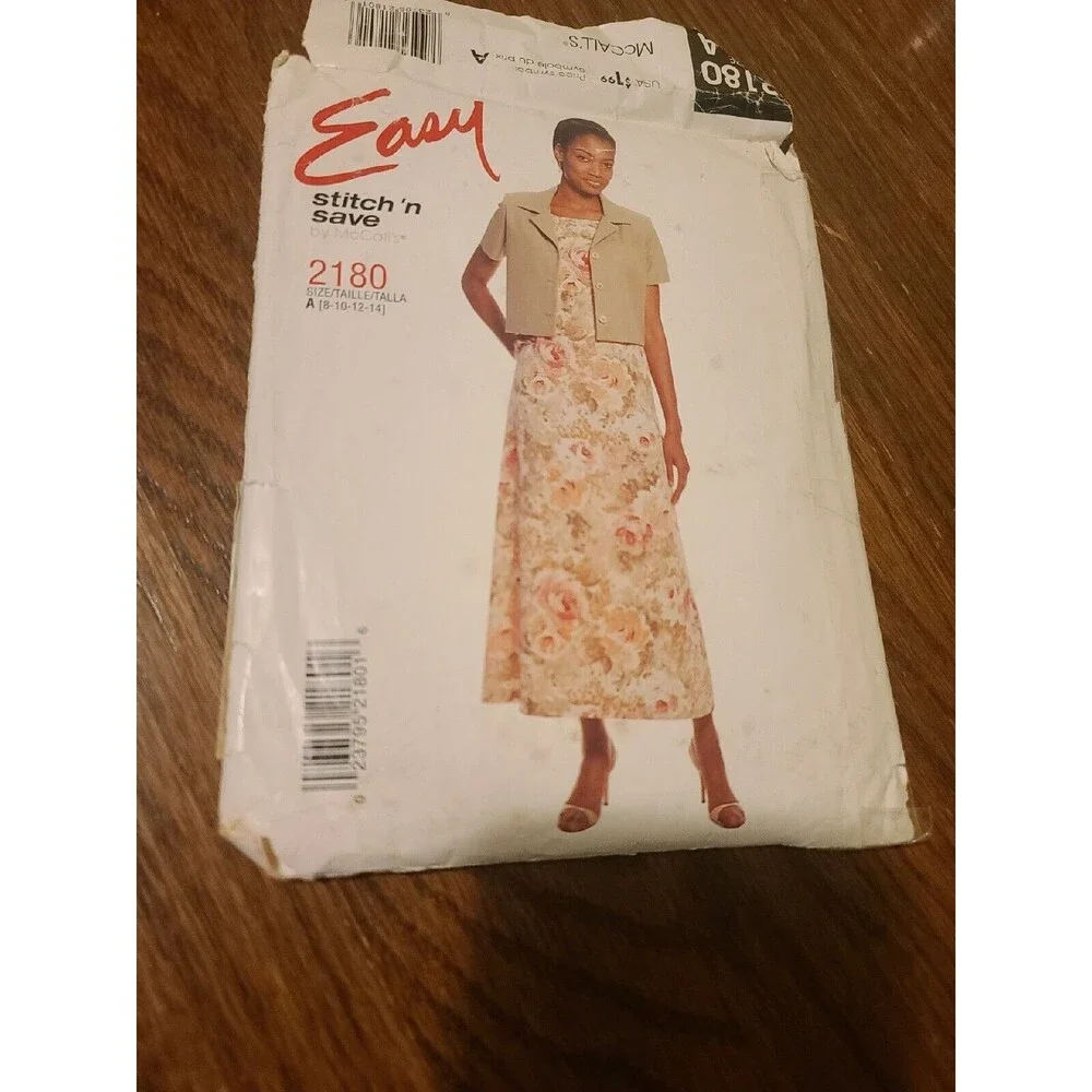 Easy Pullover Dress Sewing Pattern (Sizes 8-10-12-14) McCall's 2180